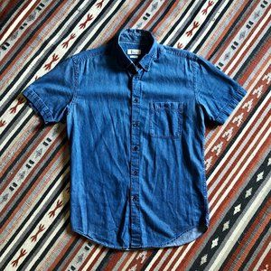 Zara Man Denim Button Up Short Sleeve